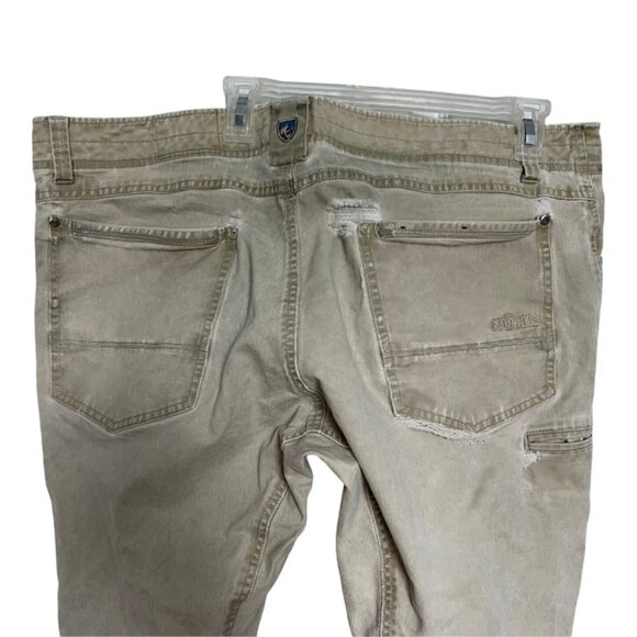 Kuhl Rydr Lean Pants Mens Fits 42 x 24 Hiking Outdoor Beige Destroyed Holes - Picture 13 of 14